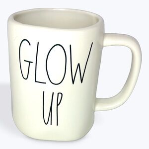 RAE DUNN GLOW UP White and Black Ceramic Coffee Tea Mug Cup